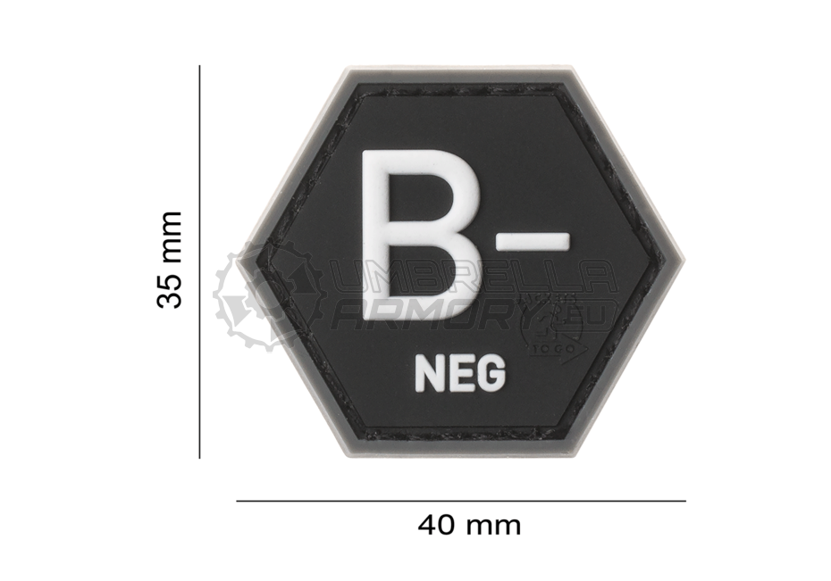 Bloodgroup Hexagon Rubber Patch B Neg (JTG)