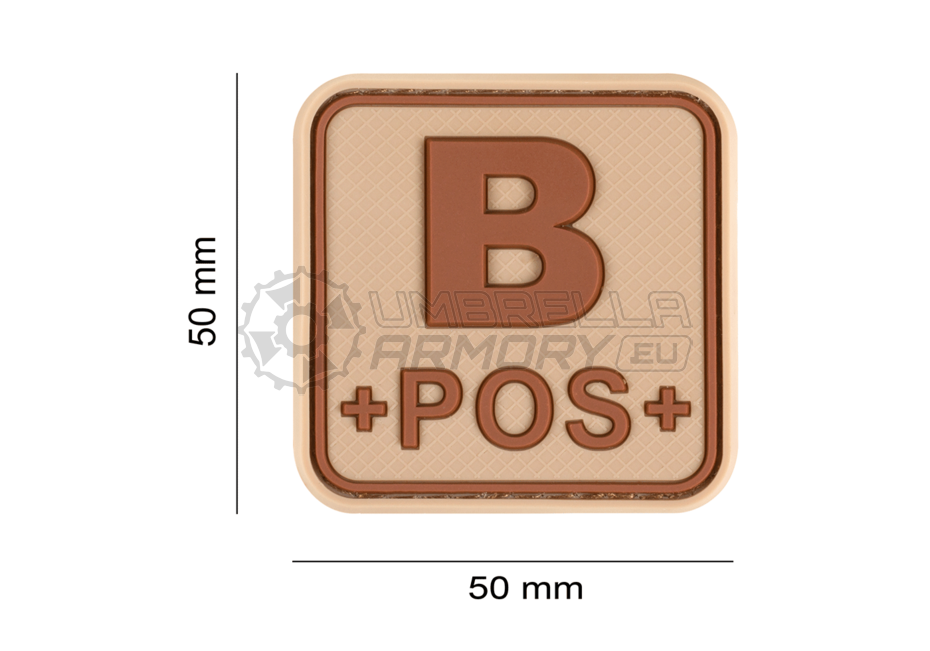 Bloodtype Square Rubber Patch B Pos (JTG)