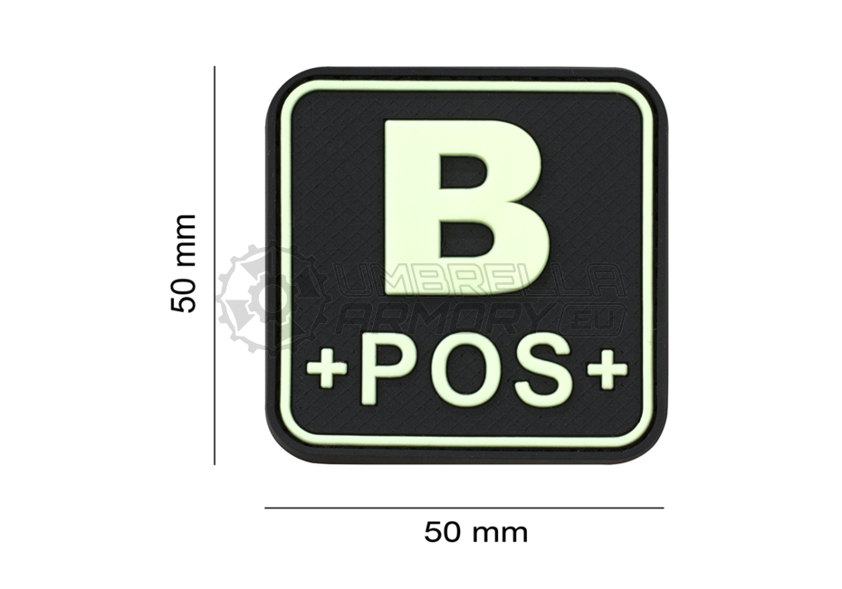 Bloodtype Square Rubber Patch B Pos (JTG)