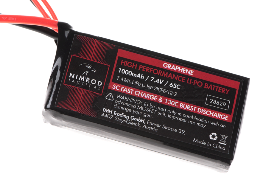 Lipo 7.4V 1000mAh 65C Graphene PEQ Type T-Plug (Nimrod)